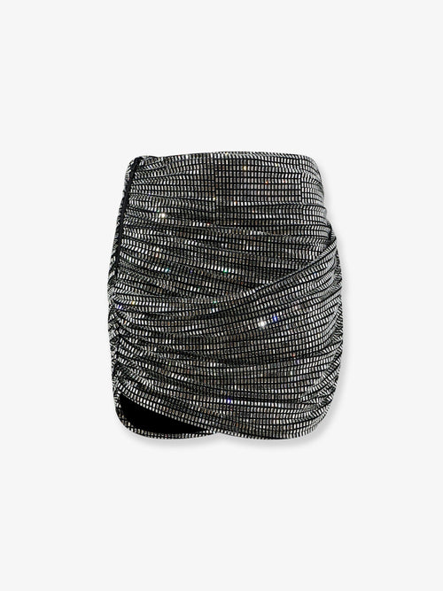 Self-Portrait Mini skirt with silver rhinestones