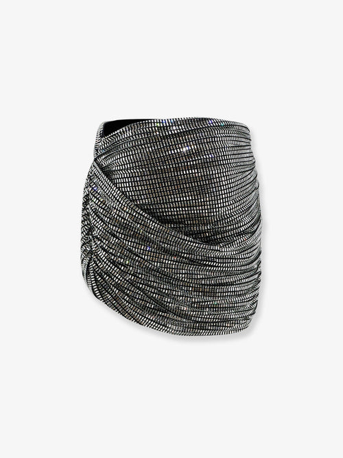 Self-Portrait Mini skirt with silver rhinestones