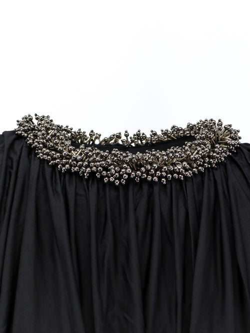 Self-Portrait Jerset top with asymmetric sleeves - Black
