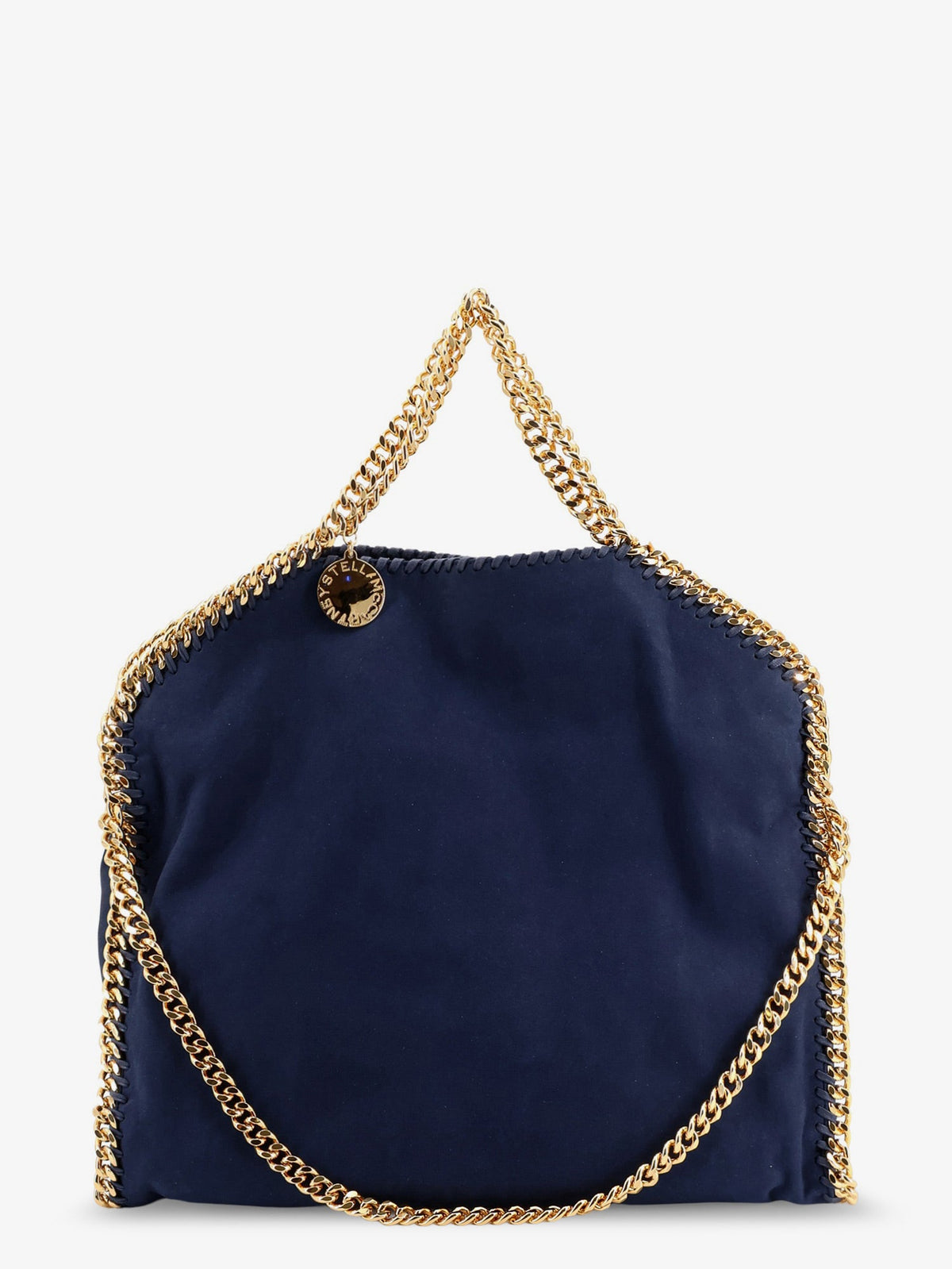 Stella Mccartney Falabella alter suede shoulder bag with metal profiles - Navy