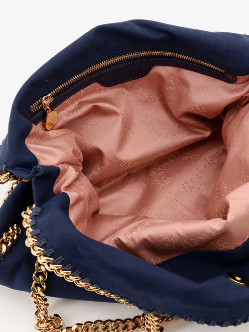 Stella Mccartney Falabella alter suede shoulder bag with metal profiles - Navy