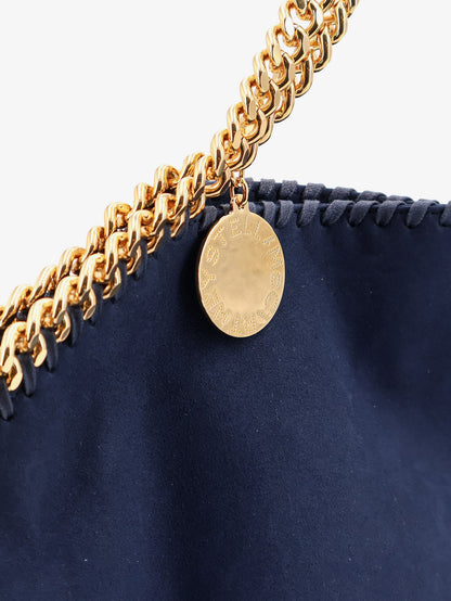Stella Mccartney Falabella alter suede shoulder bag with metal profiles - Navy