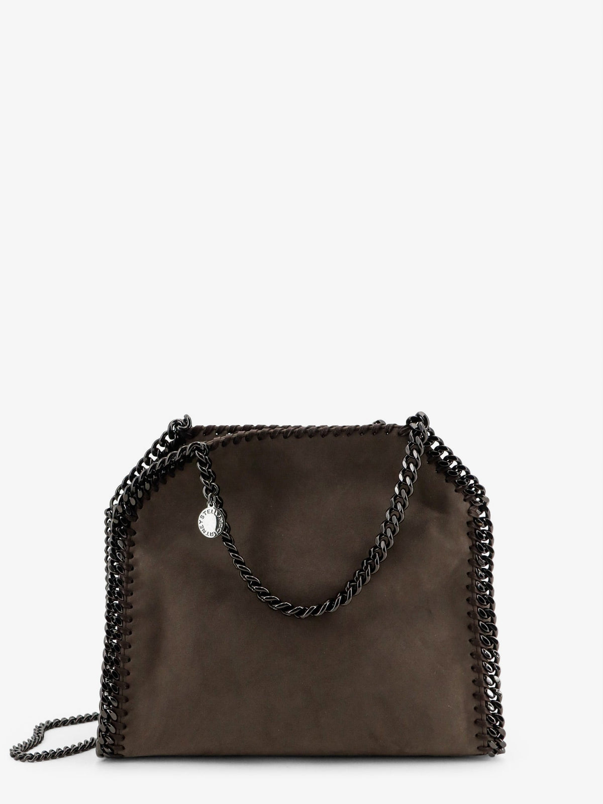 Stella Mccartney Falabella Mini velvet crossbody bag - Darktaupe