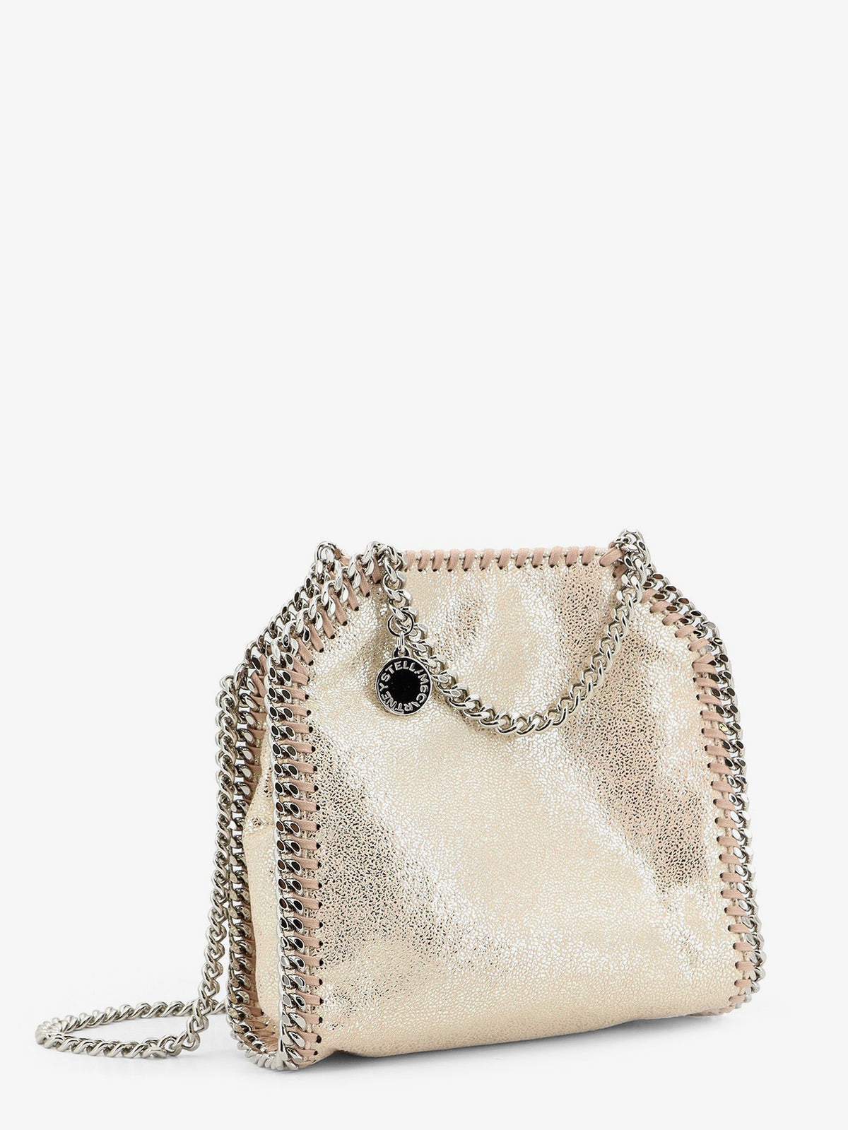Stella Mccartney Falabella Tiny Shiny Shaggy Deer crossbody bag - Shellpink