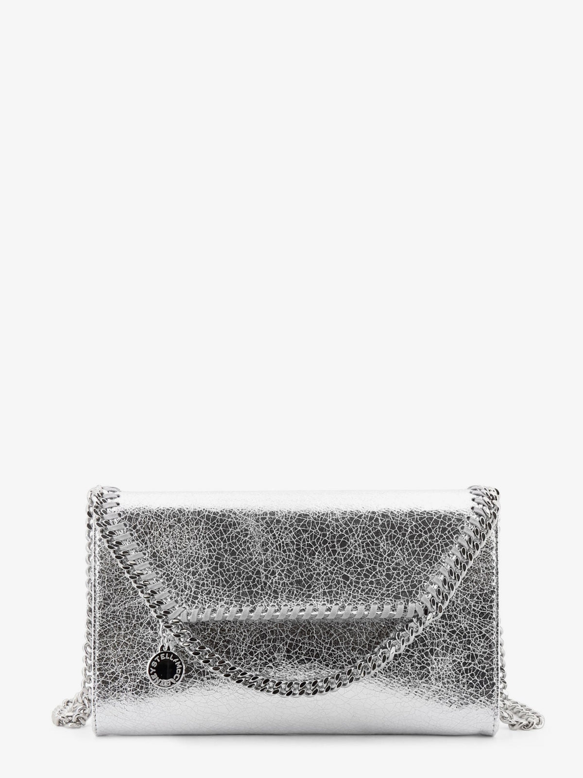 Stella Mccartney Falabella metallic fabric crossbody bag - Silver