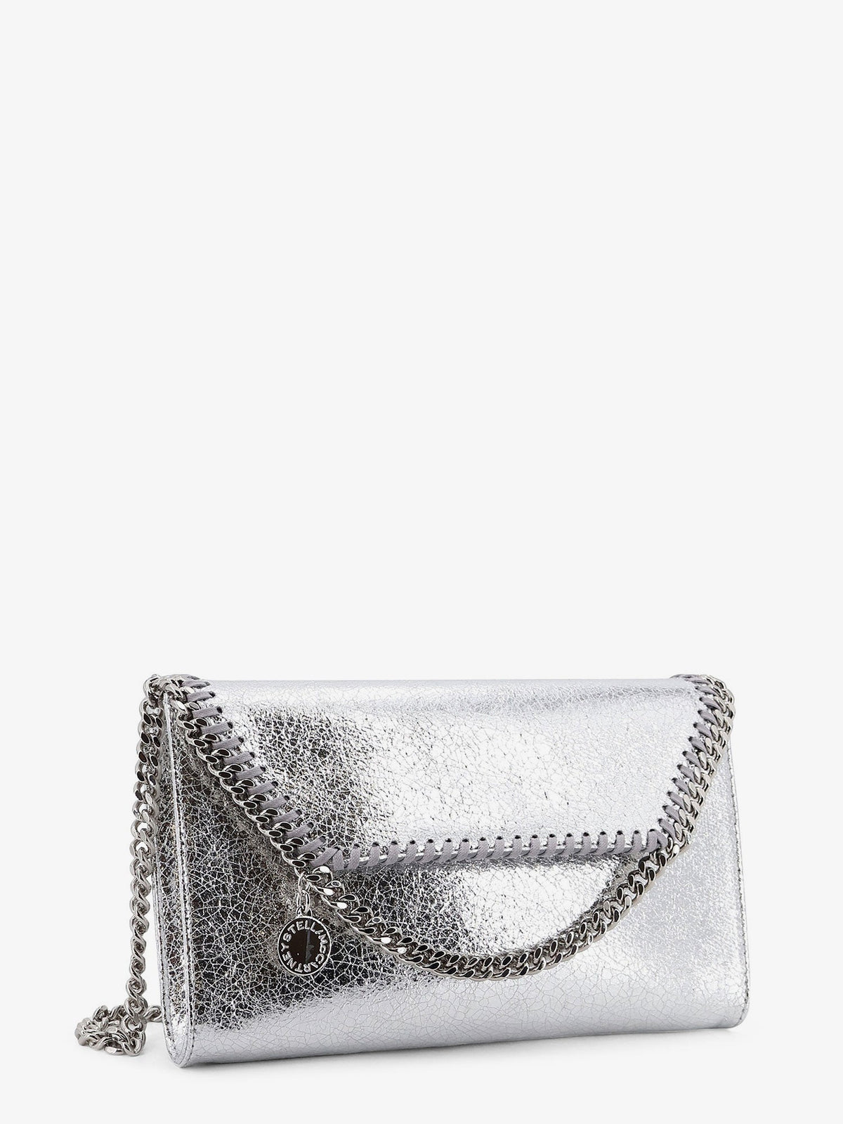 Stella Mccartney Falabella metallic fabric crossbody bag - Silver