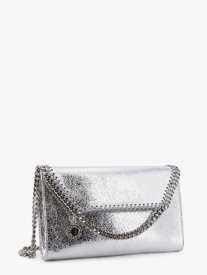 Stella Mccartney Falabella metallic fabric crossbody bag - Silver