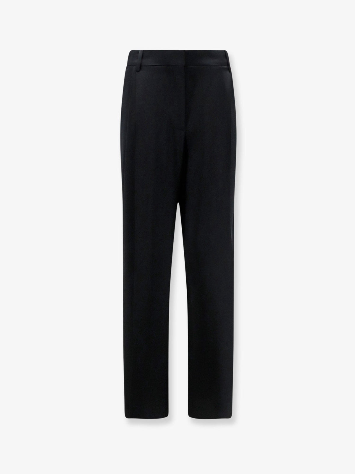 Stella Mccartney Pleated Straight Satin Trousers - Black