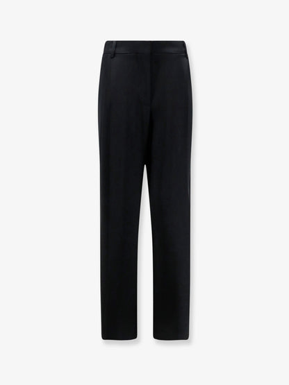Stella Mccartney Pleated Straight Satin Trousers - Black