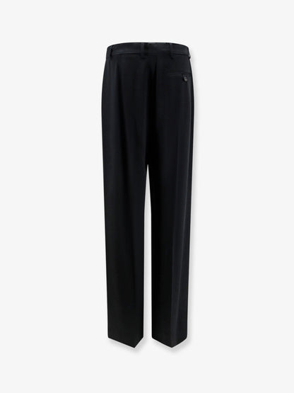 Stella Mccartney Pleated Straight Satin Trousers - Black