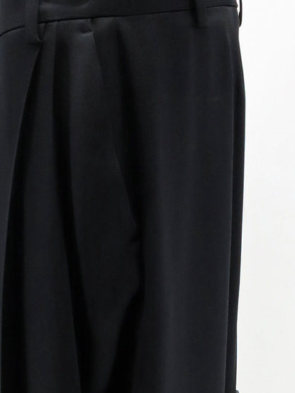 Stella Mccartney Pleated Straight Satin Trousers - Black