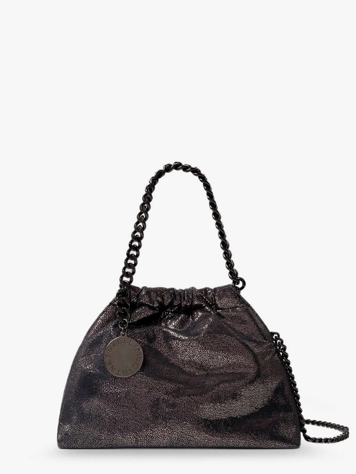 Stella Mccartney Falabella Eco Shiny Dotted Chamois Fabric Shoulder Bag - Darknavy