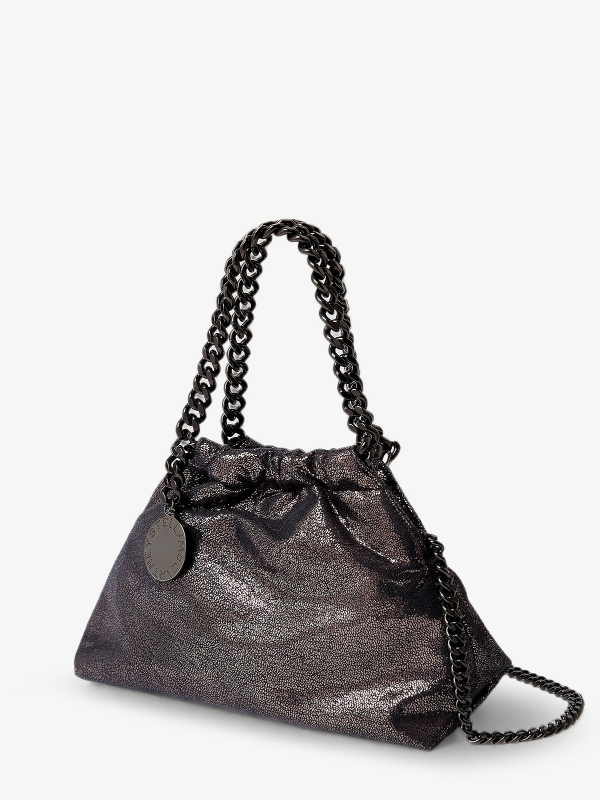 Stella Mccartney Falabella Eco Shiny Dotted Chamois Fabric Shoulder Bag - Darknavy