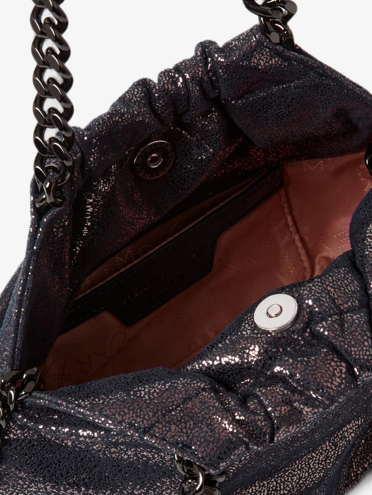 Stella Mccartney Falabella Eco Shiny Dotted Chamois Fabric Shoulder Bag - Darknavy