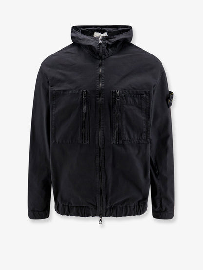 Stone Island Hooded organic cotton jacket - Black