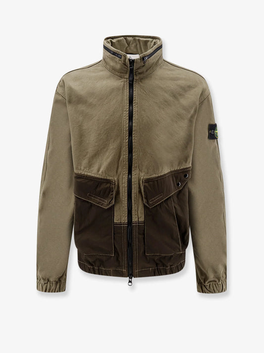 Stone Island Organic Cotton Jacket With Nylon Hood