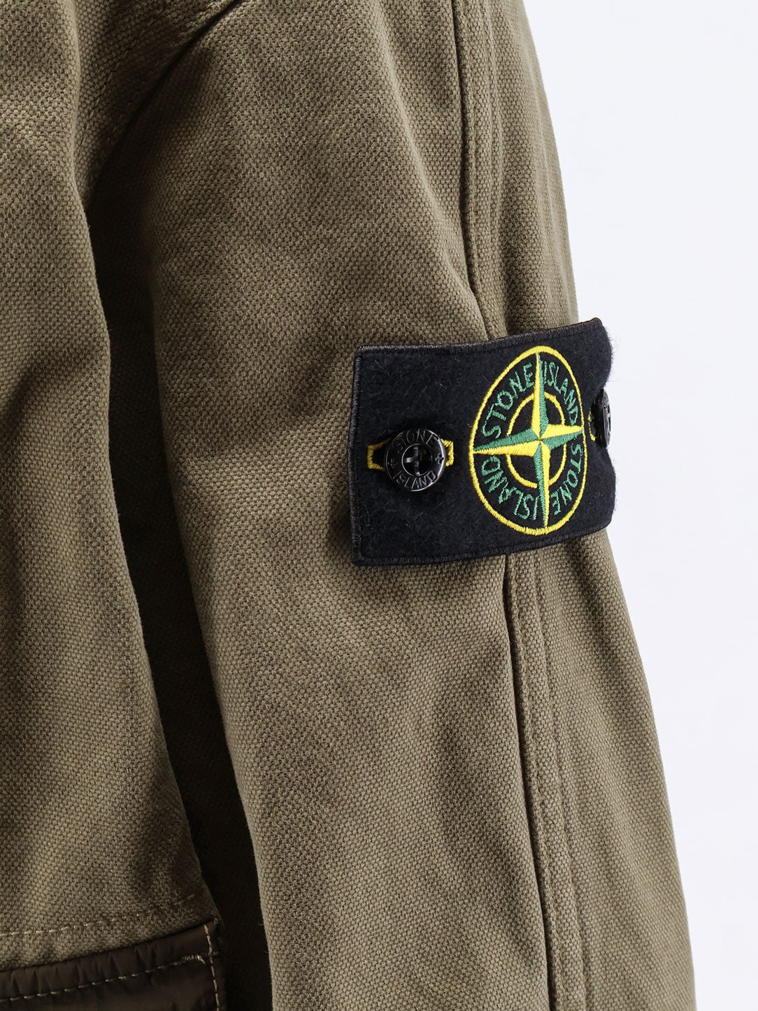 Stone Island Organic cotton jacket with nylon hood - Military Green