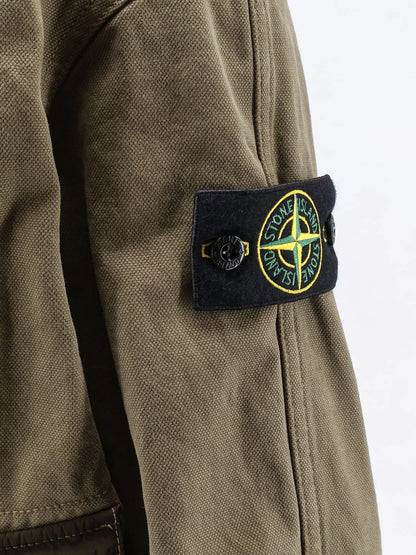 STONE ISLAND - Organic cotton jacket with nylon hood