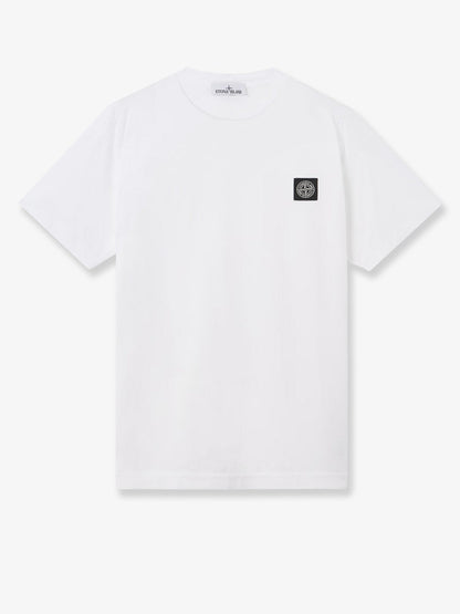 Stone Island Cotton T-shirt with front logo patch - White