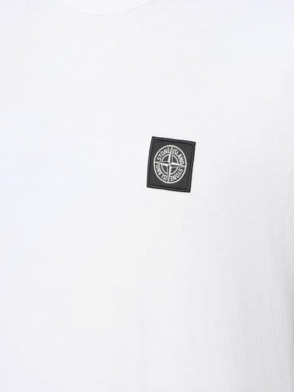 Stone Island Cotton T-shirt with front logo patch - White