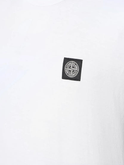 STONE ISLAND - Cotton T-shirt with front logo patch