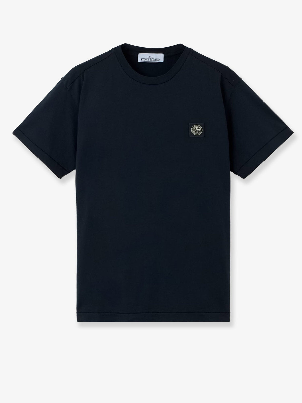 Stone Island Cotton T-shirt with front logo patch - Navy Blue
