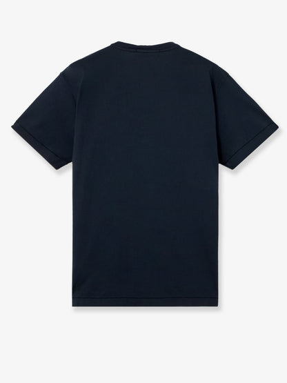 Stone Island Cotton T-shirt with front logo patch - Navy Blue