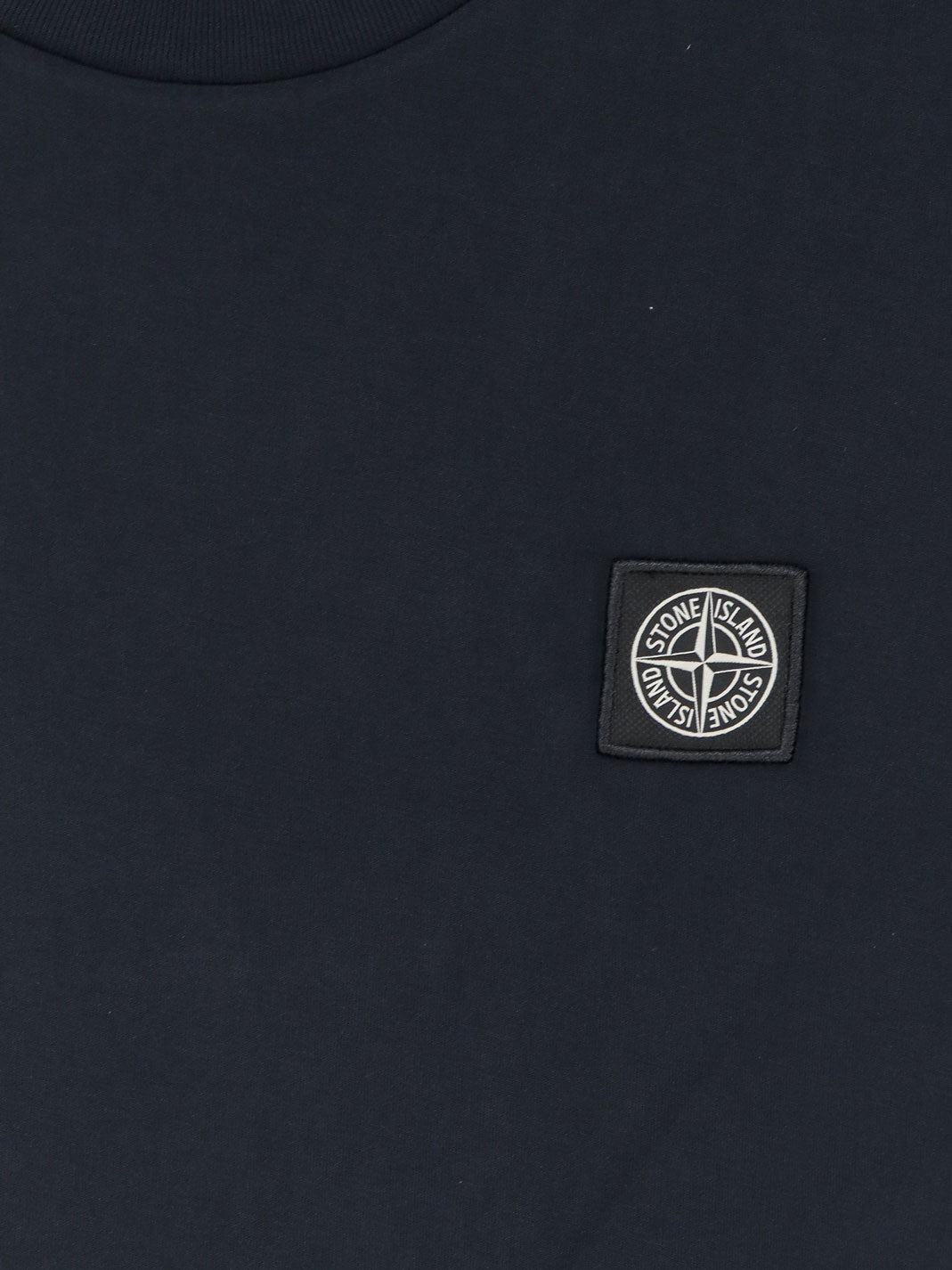 Stone Island Cotton T-shirt with front logo patch - Navy Blue