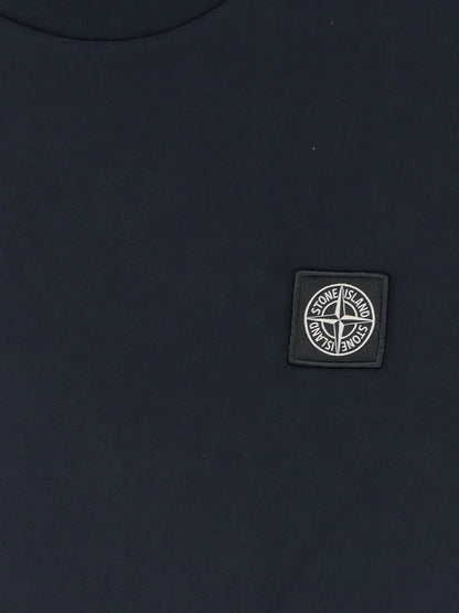 STONE ISLAND - Cotton T-shirt with front logo patch