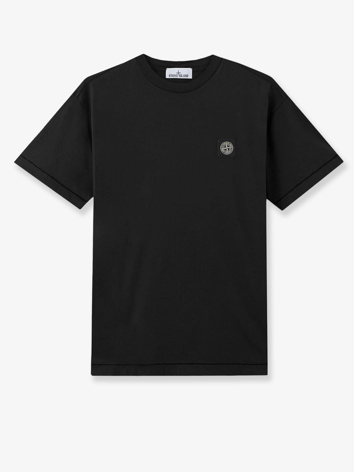 Stone Island Cotton T-shirt with front logo patch - Black