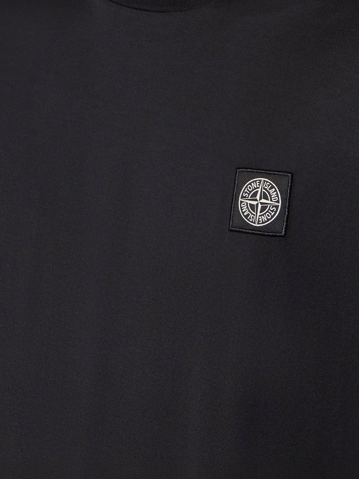 Stone Island Cotton T-shirt with front logo patch - Black