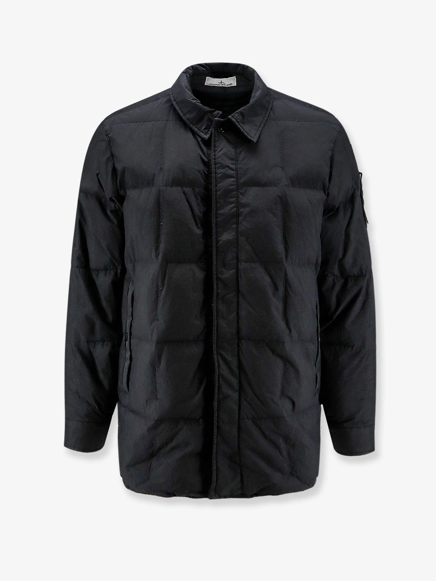 STONE ISLAND - Garment Dyed Crinkle Reps NY  recycled nylon down jacket with side logo patch