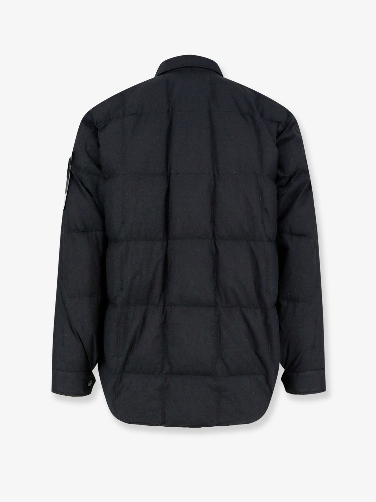 Stone Island Garment Dyed Crinkle Reps NY  recycled nylon down jacket with side logo patch - Black