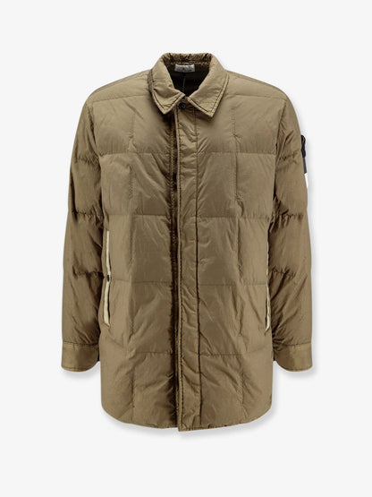 Stone Island Garment Dyed Crinkle Reps NY recycled nylon down jacket with side logo patch - Military Green