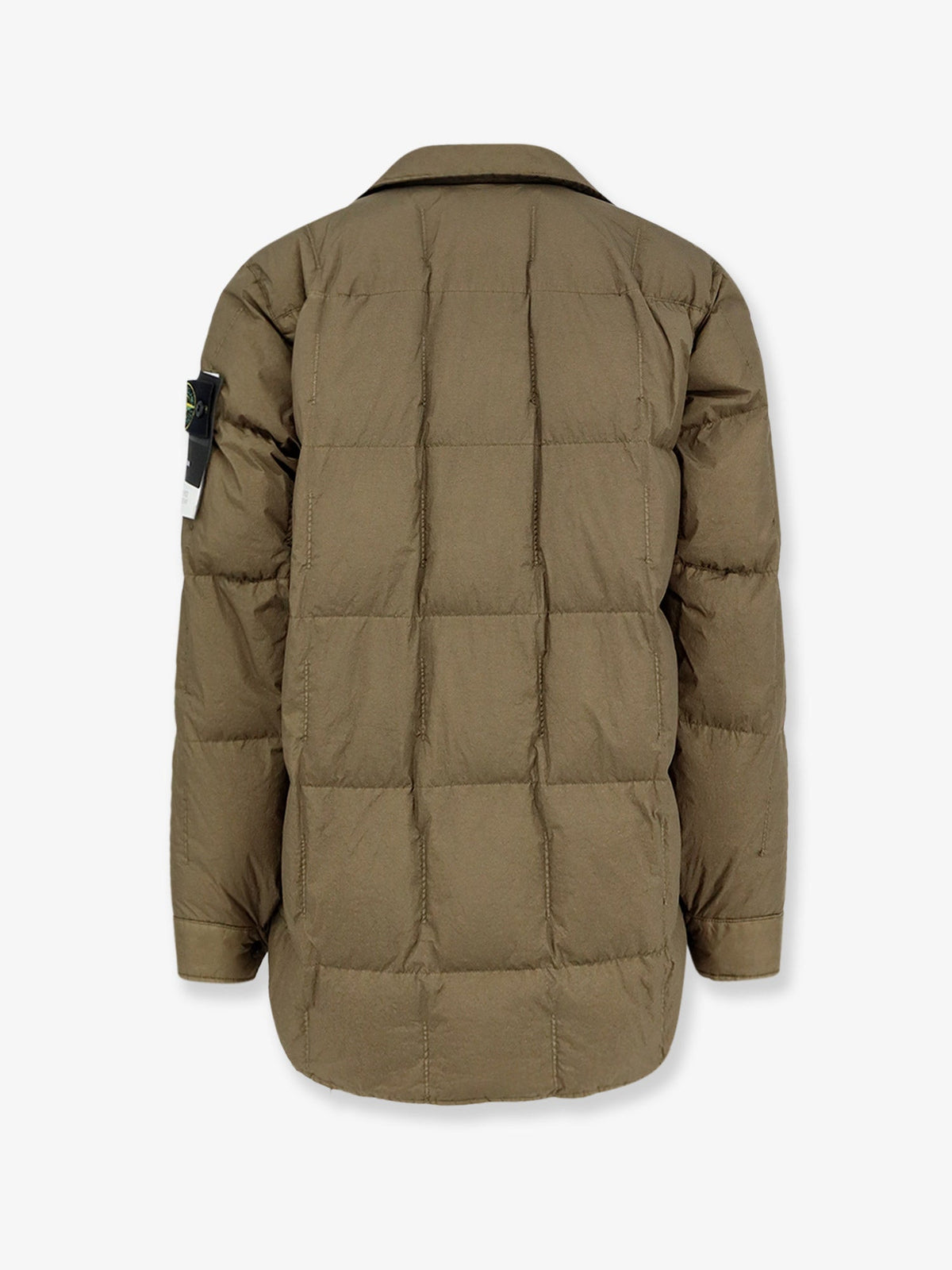 Stone Island Garment Dyed Crinkle Reps NY recycled nylon down jacket with side logo patch - Military Green