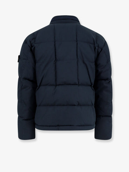 Stone Island Cotton Nylon Tela down jacket with iconic patch - Navy Blue