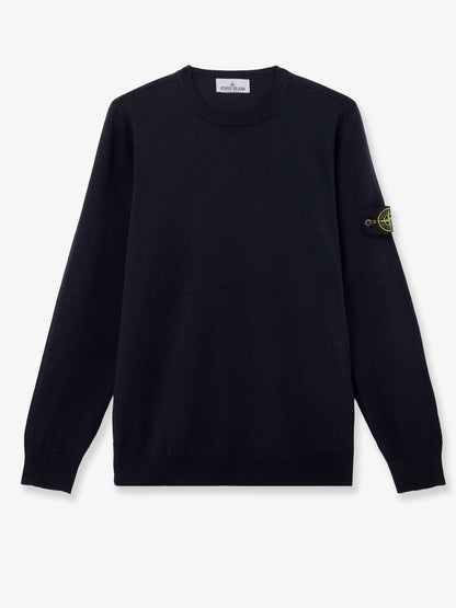 Stone Island Wool sweater with side logo patch - Navy Blue