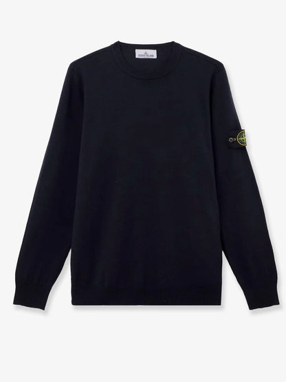 STONE ISLAND - Wool sweater with side logo patch