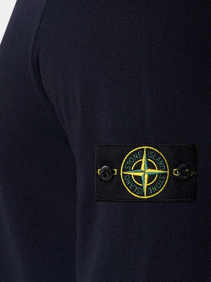 Stone Island Wool sweater with side logo patch - Navy Blue