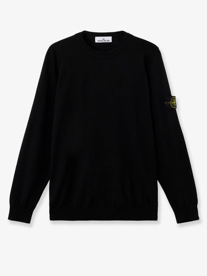 Stone Island Wool sweater with side logo patch - Black