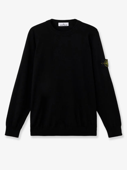 STONE ISLAND - Wool sweater with side logo patch
