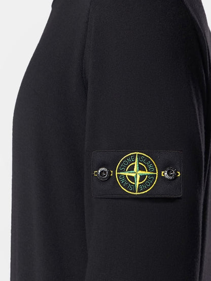 Stone Island Wool sweater with side logo patch - Black