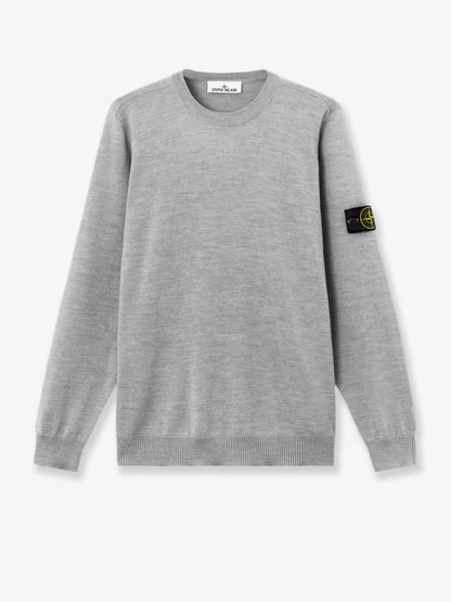 Stone Island Wool sweater with side logo patch - Ash Grey Melange