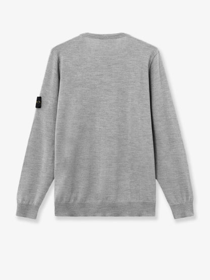 Stone Island Wool sweater with side logo patch - Ash Grey Melange