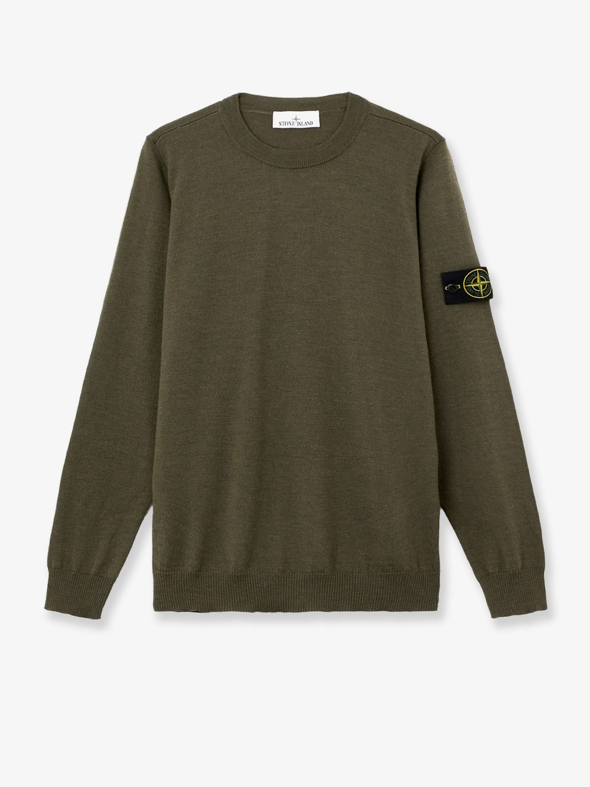 Stone Island Wool sweater with side logo patch - Military Green Melange