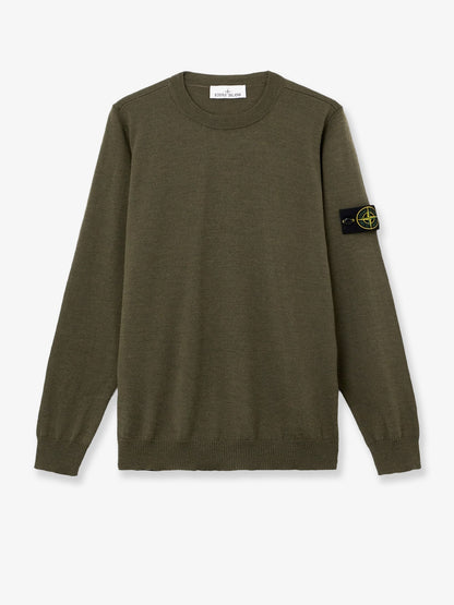 Stone Island Wool sweater with side logo patch - Military Green Melange