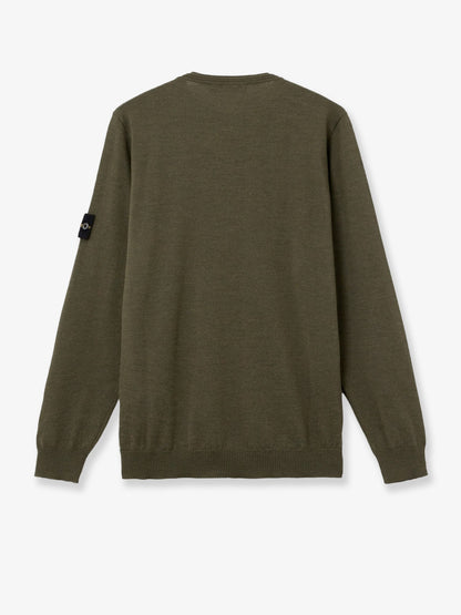 Stone Island Wool sweater with side logo patch - Military Green Melange