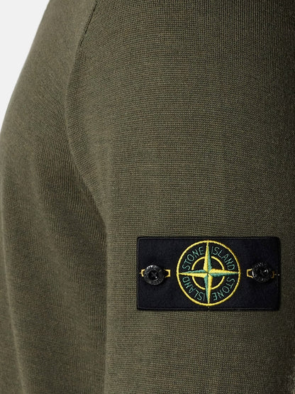 Stone Island Wool sweater with side logo patch - Military Green Melange