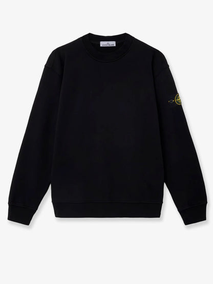 STONE ISLAND - Cotton sweatshirt with side logo patch