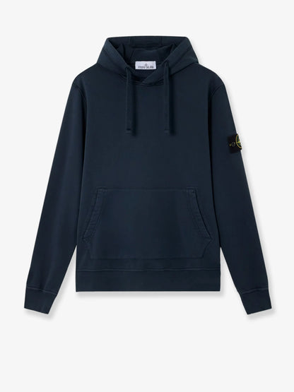 STONE ISLAND - Cotton sweatshirt with side logo patch